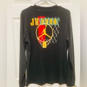 NWOT Air Jordan Black Long Sleeve Tee size M Designs on front and back